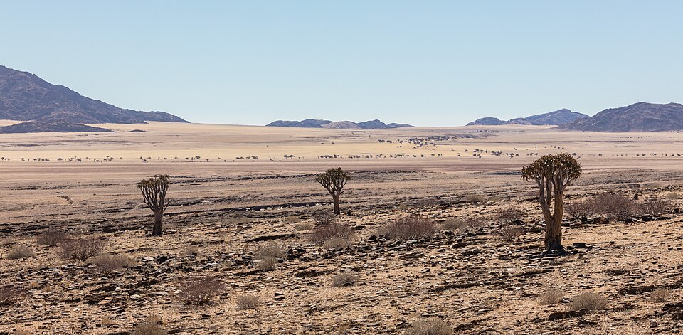 Panoramic view of Moon Landscape desert scenery in Namibia