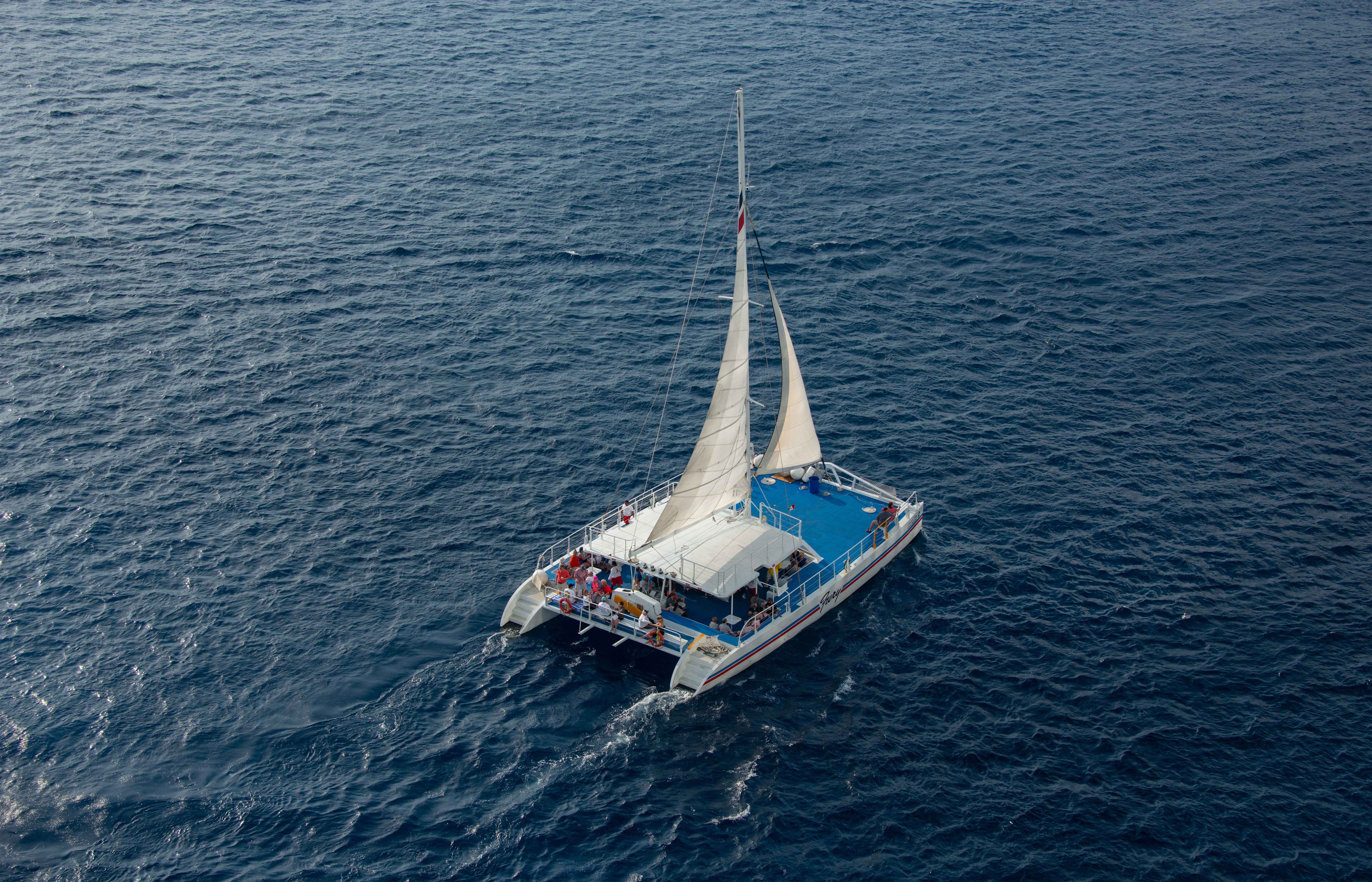 Catamaran sailing in Walvis Bay