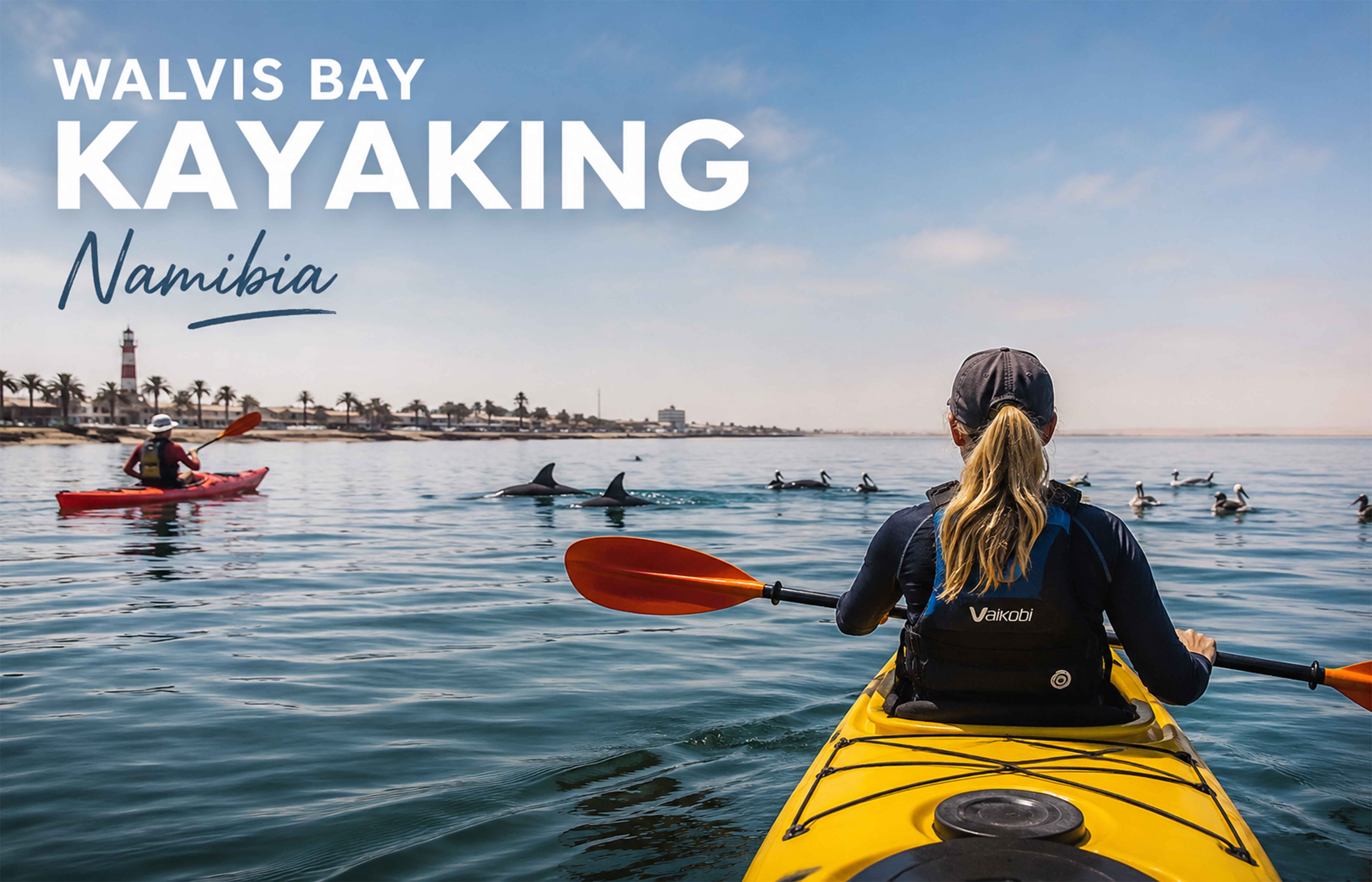 Seals swimming close to kayak in Walvis Bay